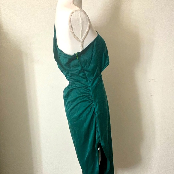 BRAND NEW-BLUEMING Women's Satin Midi Dress One Shoulder - Picture 2 of 6